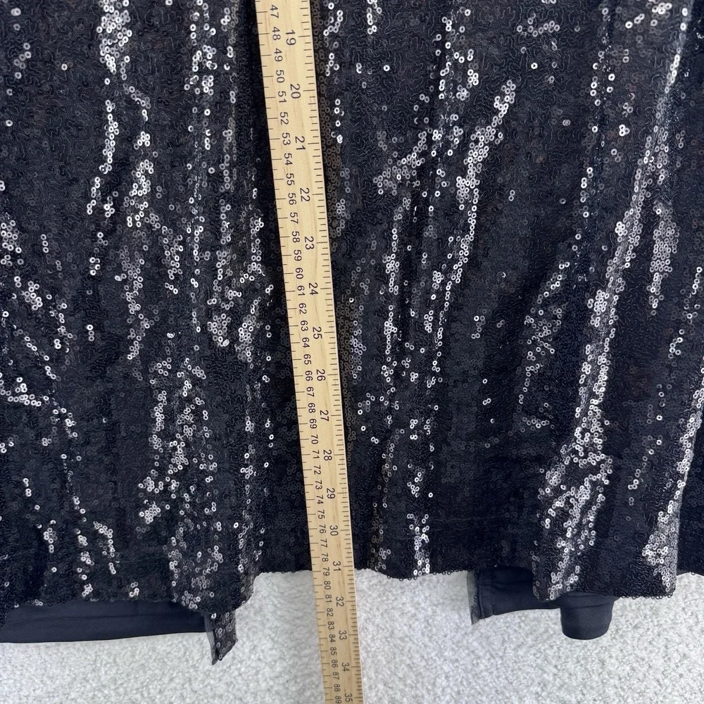 Isaac Mizrahi Live! Long Sleeve Sequin Cardigan Sweater Top Size 1X Black